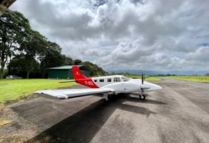 Aerocaribe private aircraft ready for departure, providing luxury domestic flights and executive transfers across Costa Rica’s Nicoya Peninsula.